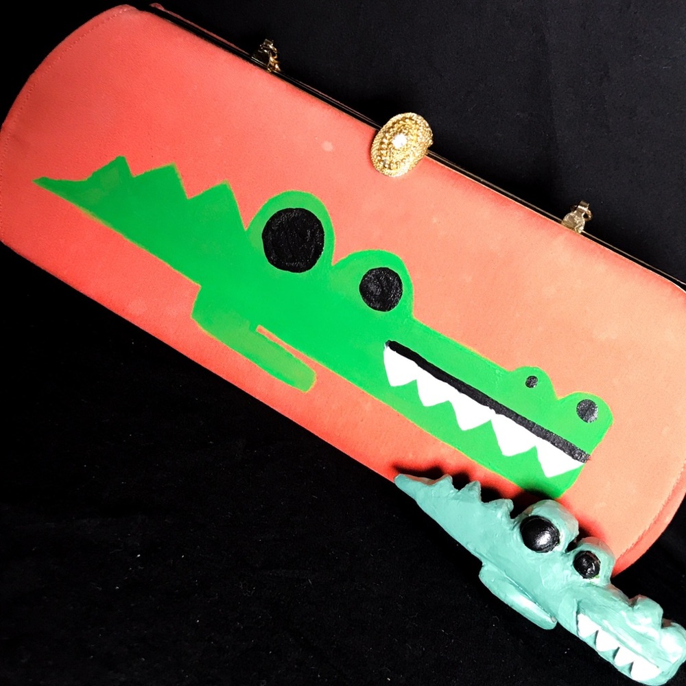 Offers! Alligator little guy salmon evening bag